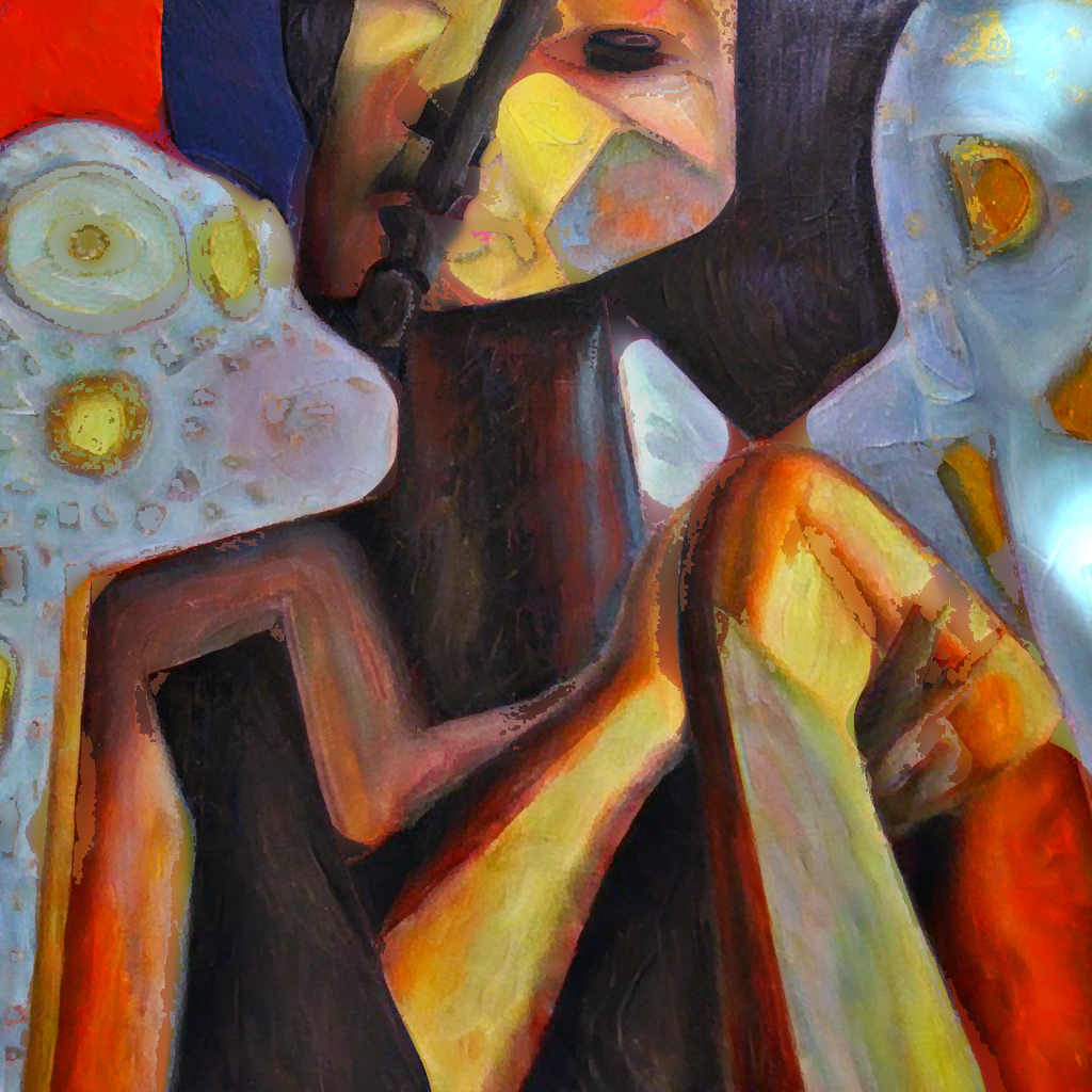 cubism art, woman in thought